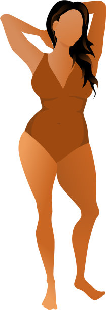 可爱的古铜色女子穿着泳装图片下载