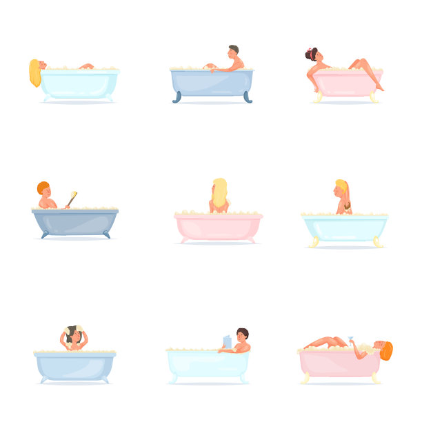 让人们在陶瓷或塑料中洗澡图片下载