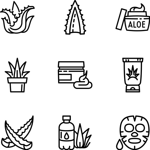 芦荟图标集轮廓风格图片下载