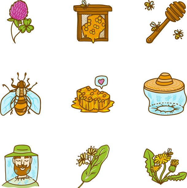 蜂蜜图标集手绘风格图片下载