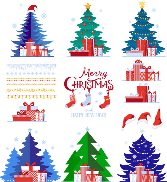 圣诞节设置冬季装饰品图片下载