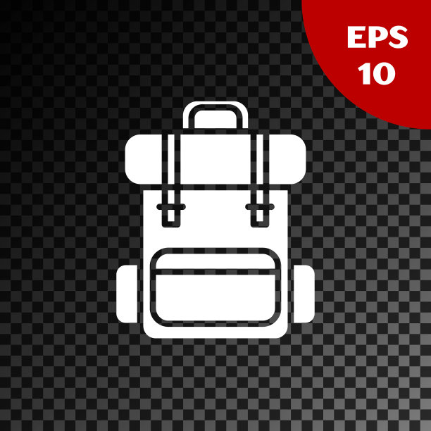 白色徒步背包图标孤立的透明图片下载