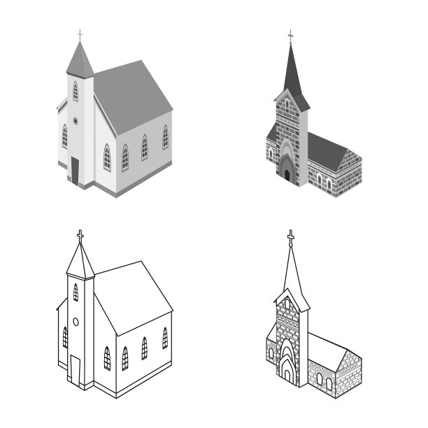 孤立的对象寺庙和历史标志集图片下载