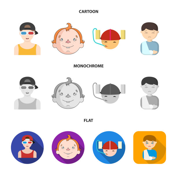 孤立对象女孩和男孩的标志集女孩图片下载