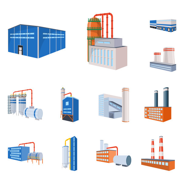 隔离对象工厂和工业标志集图片下载