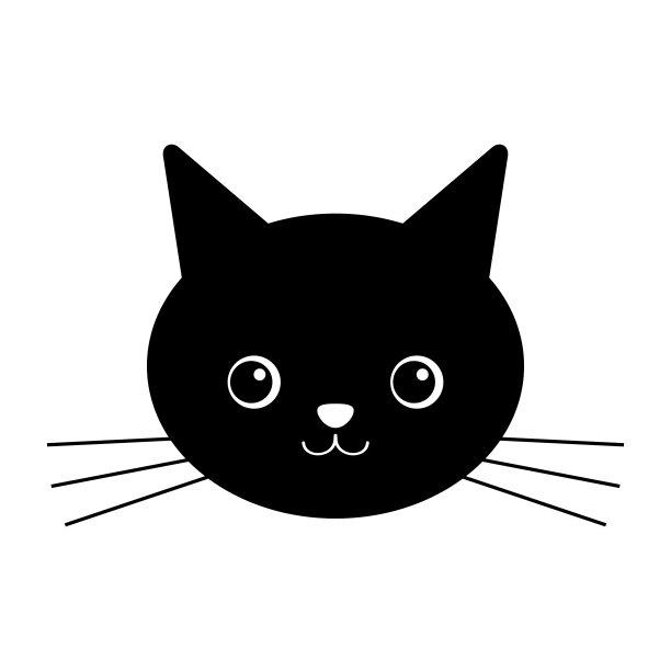 可爱的黑猫孤立在白色背景图片下载