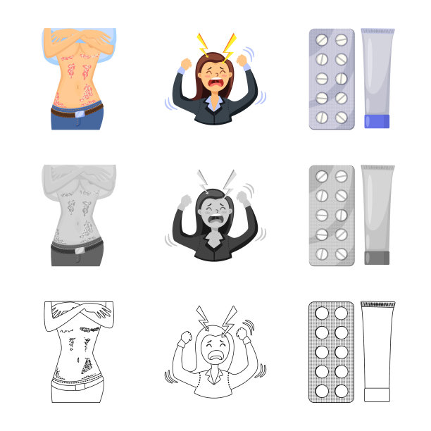 隔离物医学和疼痛标志套图片下载