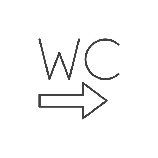 带有箭头的细线WC厕所图标图片下载