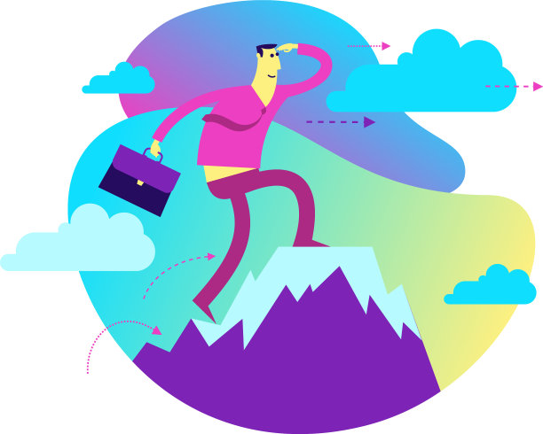 商人站在成功之巅图片下载