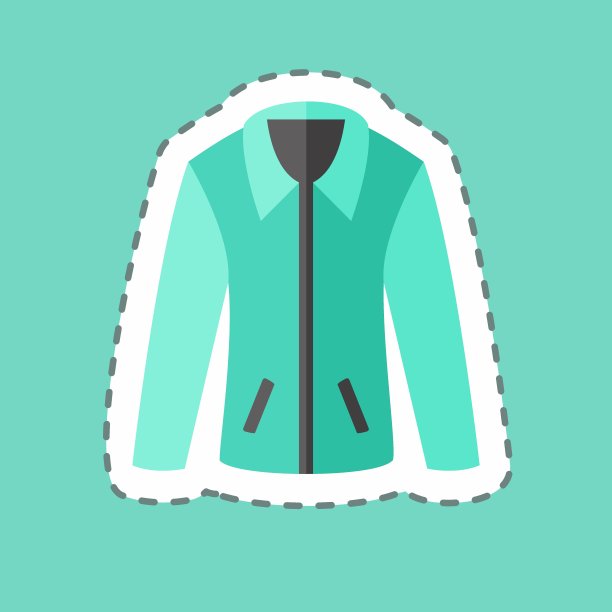 贴纸线剪夹克。适合男性佩戴的饰品符号。简单的设计可编辑。设计模板向量。简单的符号说明图片下载