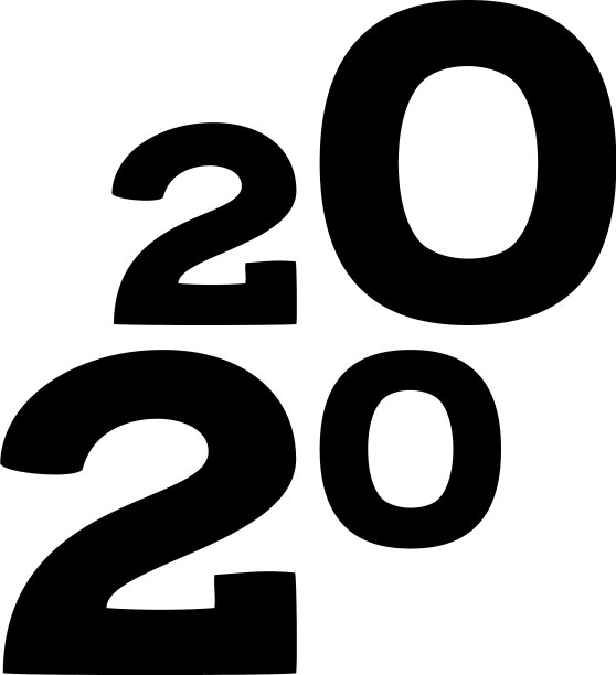 黑白2020年对角线新年海报图片下载