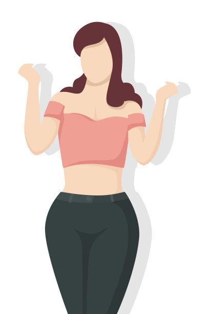 快乐的女人在现代平的风格，简单的人，时尚的概念在白色的背景。图片下载