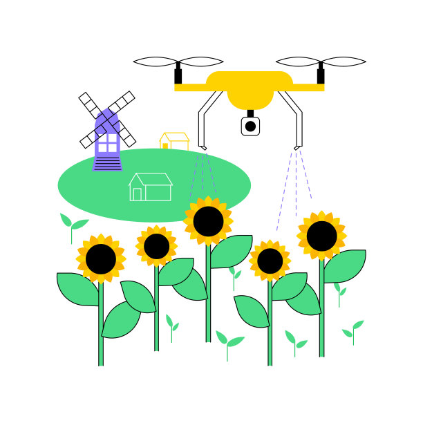 农业无人机使用抽象概念矢量插图。图片下载