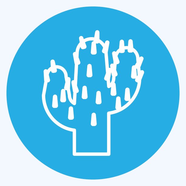 图标仙人掌。适合作为狂野西部的象征。蓝眼睛的风格。简单的设计可编辑。设计模板向量。简单的符号说明图片下载