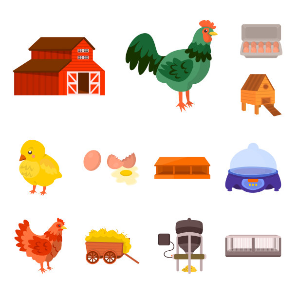 农场和家禽标志集图片下载