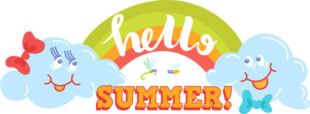 你好，夏天排版标志签字withe图片下载