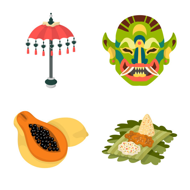 设计巴厘岛和印度尼西亚标志集图片下载