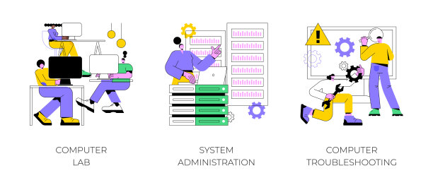 计算机和软件抽象概念矢量插图。图片下载