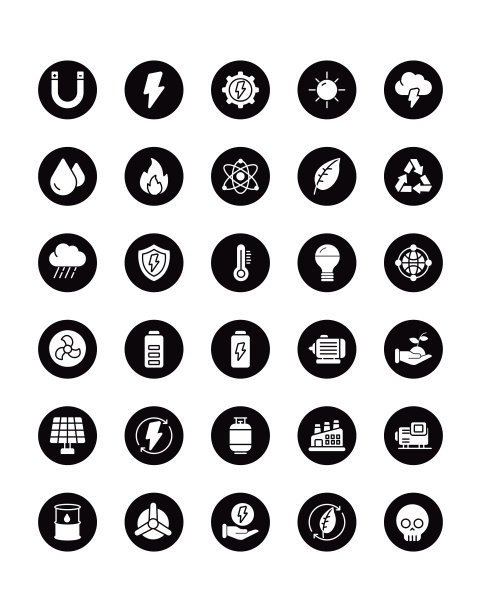 能源图标设置30孤立在白色背景图片下载