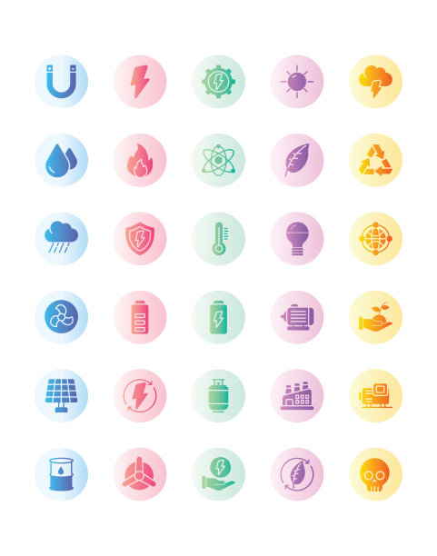 能源图标设置30孤立在白色背景图片下载