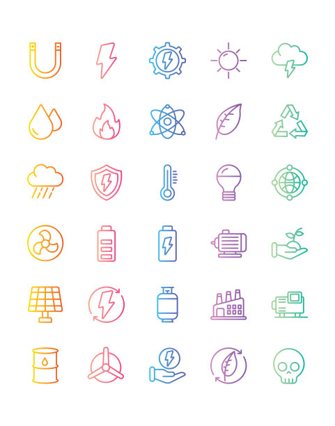 能源图标设置30孤立在白色背景图片下载