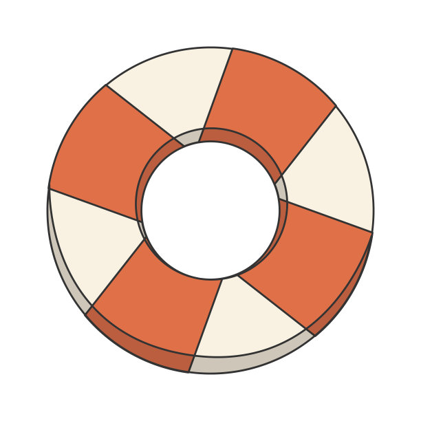 手绘风格矢量插图游泳圈孤立的背景。图片下载