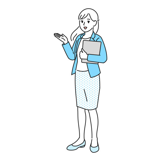 矢量插图的商业妇女在一个姿势指导和解释图片下载