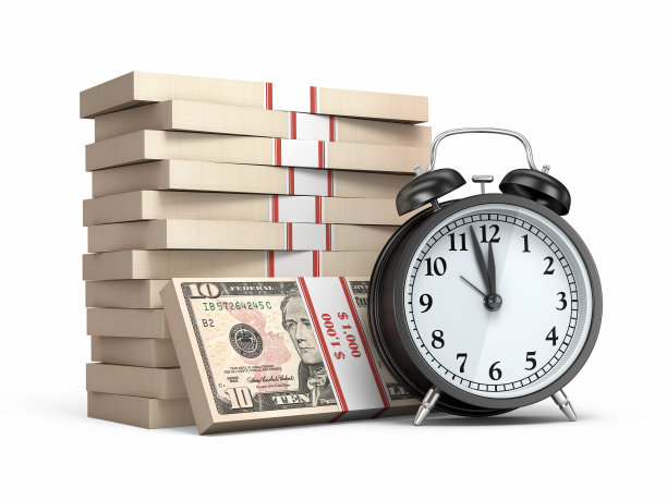 10美元纸币和黑色闹钟图片下载