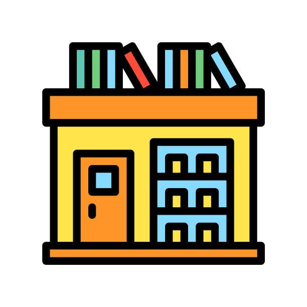 可编辑描边图标学校建筑图片下载