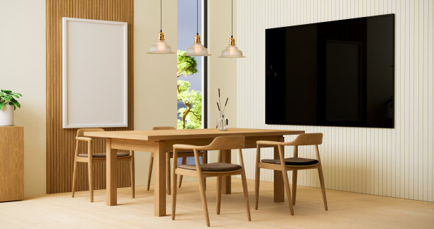 现代化的会议室室内设计，舒适的木质会议桌和椅子图片下载