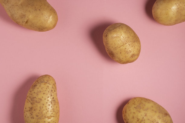 粉色背景上的小土豆。图片下载