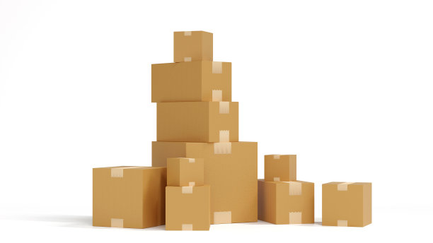 一堆有空位的硬纸盒或包裹。3 d渲染。图片下载