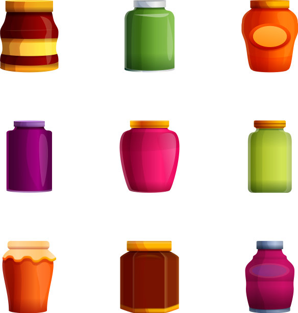 果酱罐图标设置卡通风格图片下载