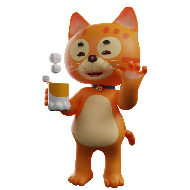 可爱的3D猫卡通，可爱的微笑图片下载