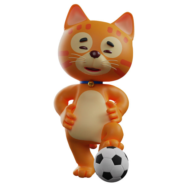 天才猫3D卡通插图踢足球图片下载