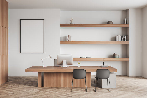 灯光经理室内部有桌子和电脑，架子和模型框架图片下载