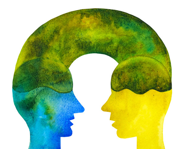 水彩画心灵感应共情。沟通图片下载