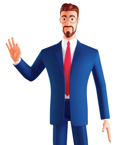 搞笑商人的3d人物特写肖像制作ok符号孤立在白色背景上。图片下载