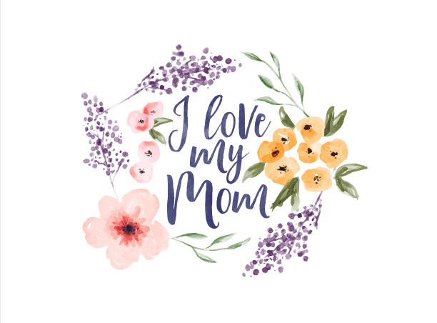 我爱我妈妈春天的水彩画花卉报价卡图片下载