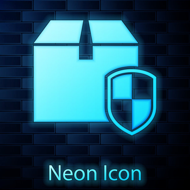 发光的霓虹灯送货包安全标志图片下载