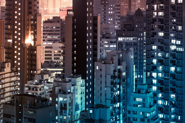 香港的住宅大厦夜景图片下载