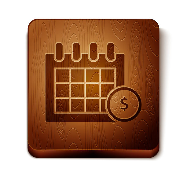 棕色财务日历图标孤立在白色图片下载