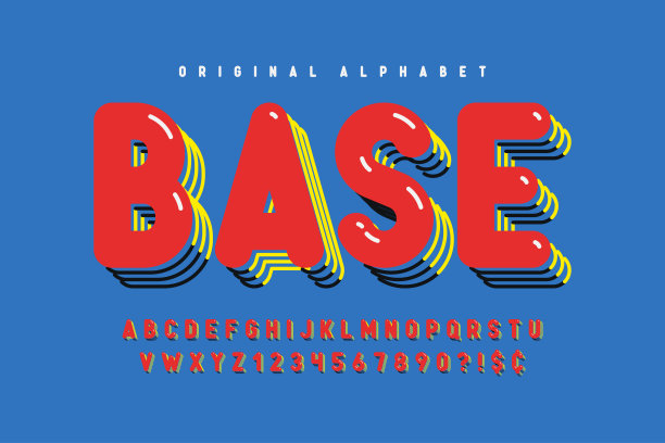 新潮的3d滑稽设计，彩色字母，字体，abc图片下载