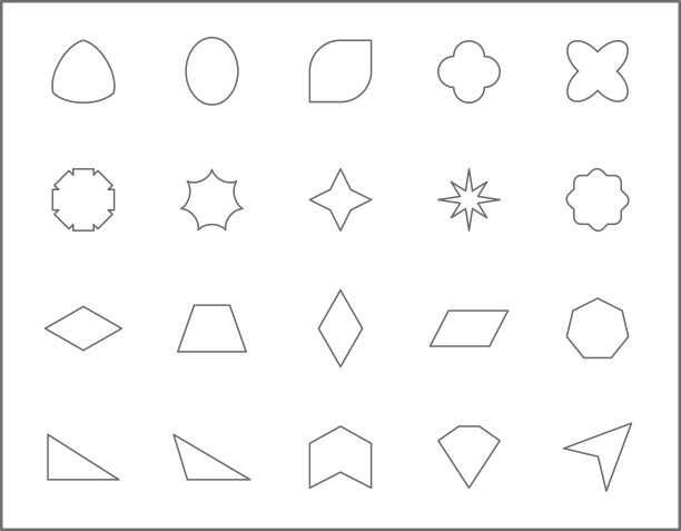 一套形状和符号图标线条样式。图片下载