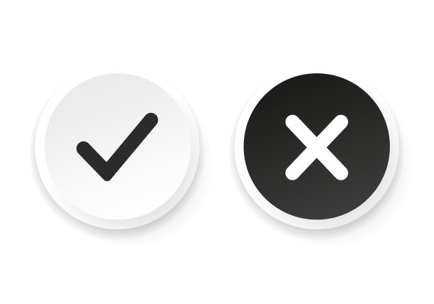 是或否图标，黑对勾白叉圆形符号，UI UX设计图片下载