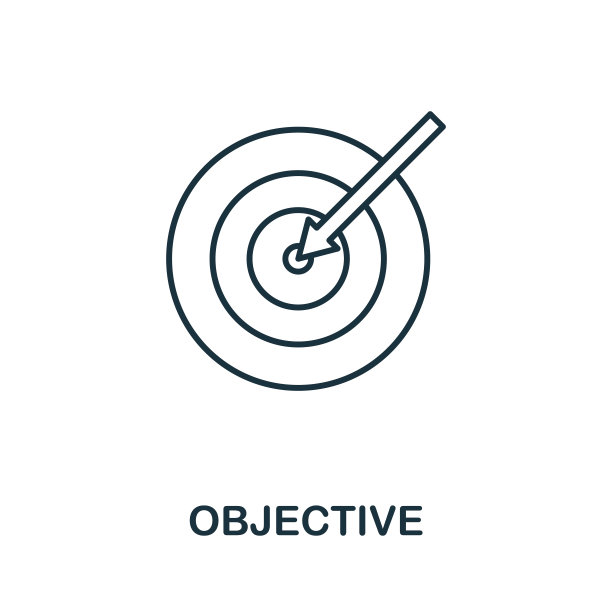 客观的图标。线条风格元素来自社区管理集合。瘦目标图标模板，信息图和更多图片下载