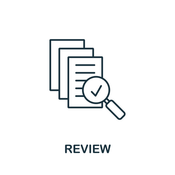 回顾图标。线条样式元素从审计集合。瘦审查图标的模板，信息图和更多图片下载