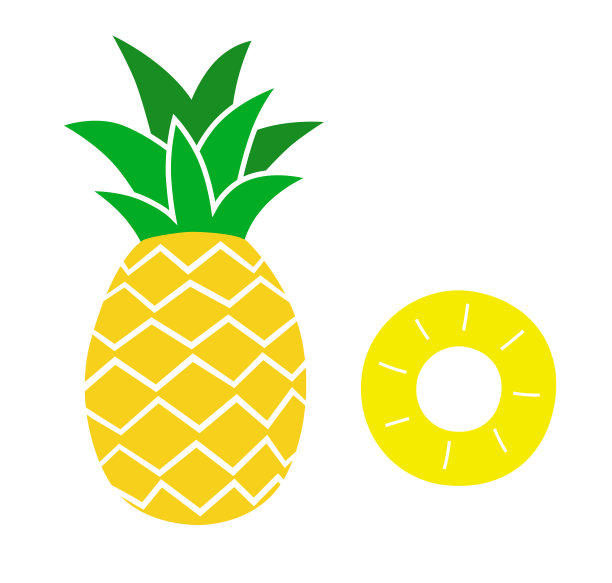 菠萝插图图标材料设置，切割，横截面图片下载