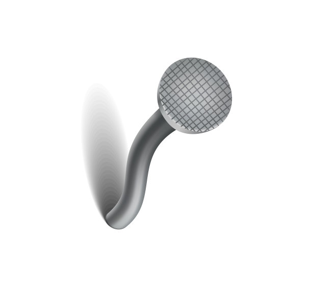 钉在表面。铁、钢或银的针头。卡通风格的带帽弯曲金属钉或鞋钉。矢量俯视图灰色硬件住宅建设，孤立在白色背景图片下载