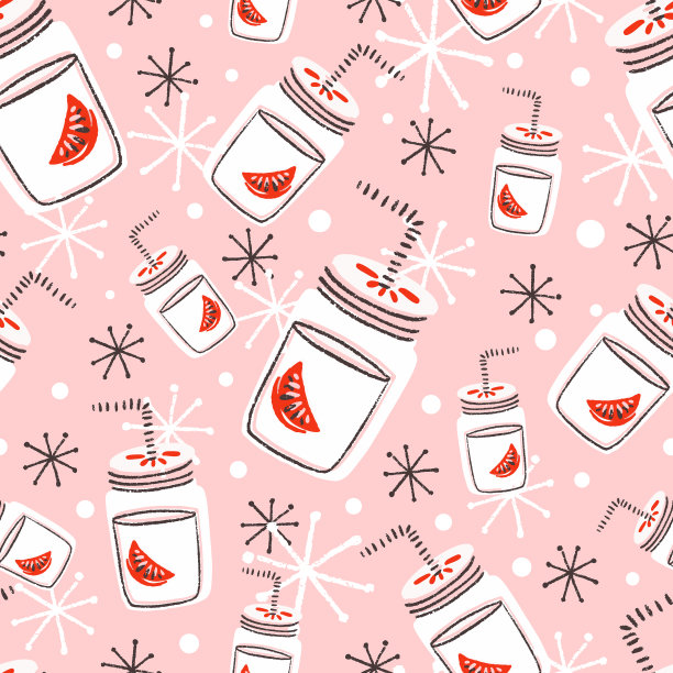 苏打与石灰片梅森罐子矢量无缝模式图片下载